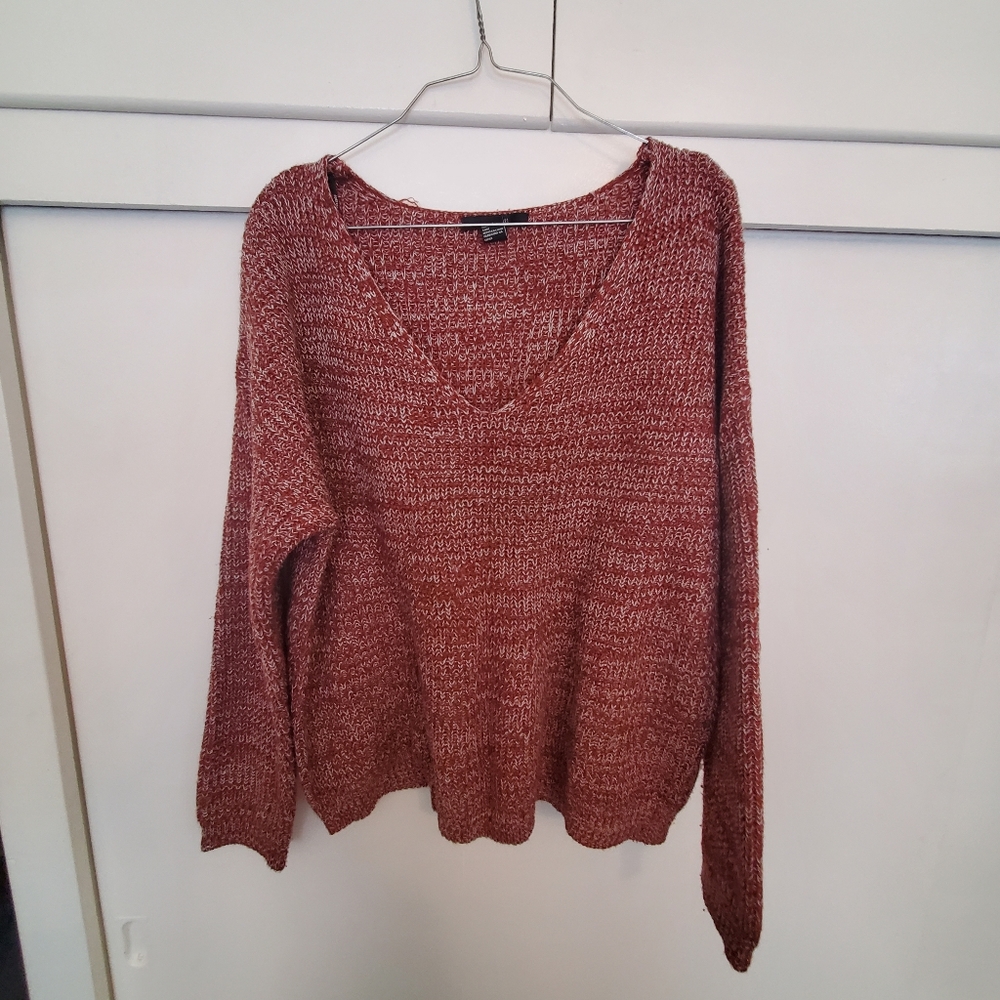 Red deep V sweater